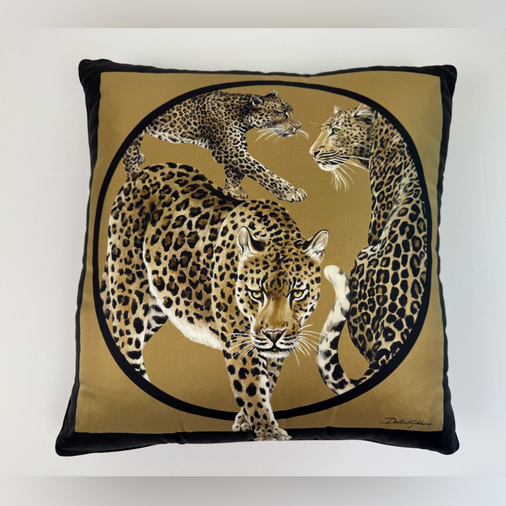 Dolce & Gabbana 3 Leopards Silk Twill Cushion / pillow Small NWT